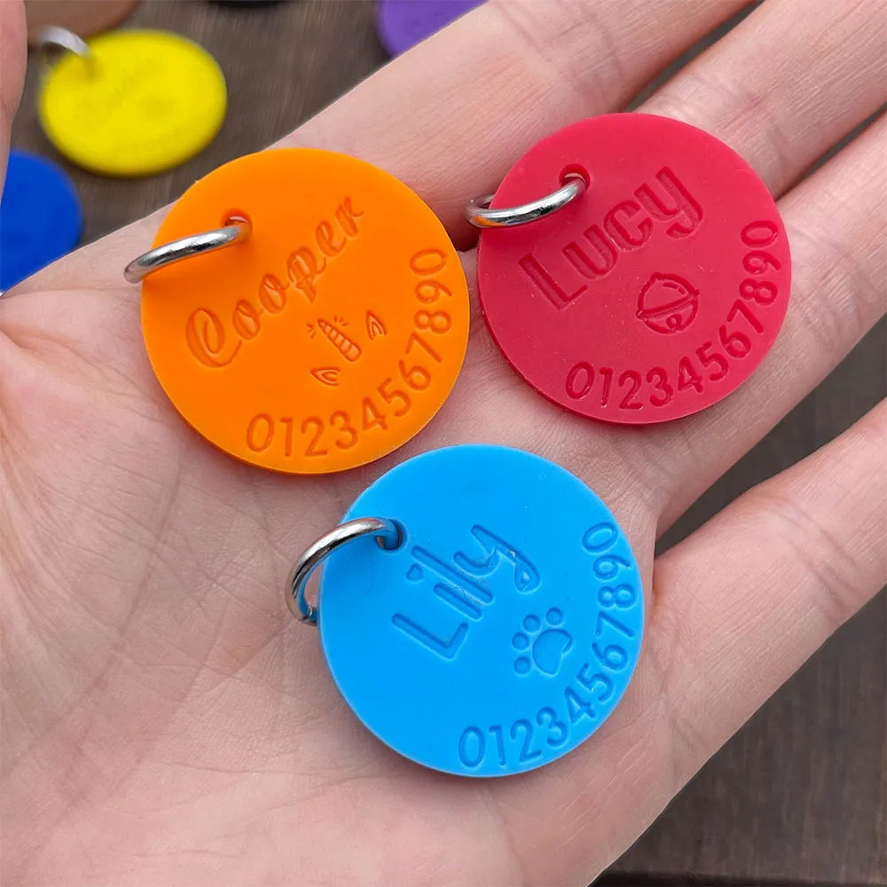 Personalized Pet ID Tag — Custom Engraved Silicone, Silent & Waterproof