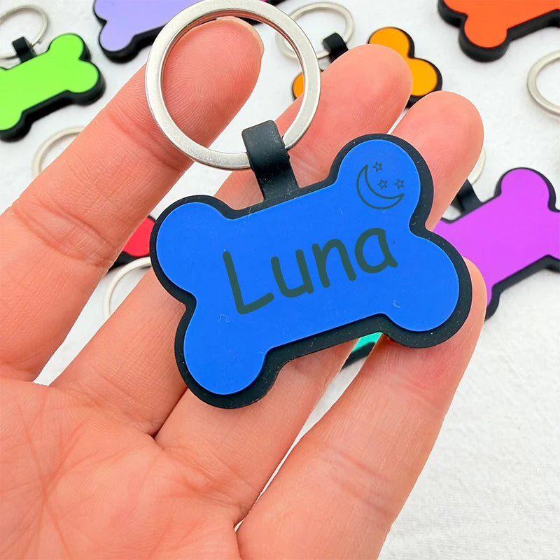 Personalized Bone Pet ID Tag — Custom Engraved Silicone
