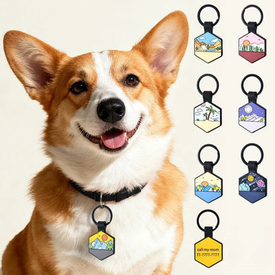 Personalized Hexagon Pet ID Tag — Custom Engraved Silicone