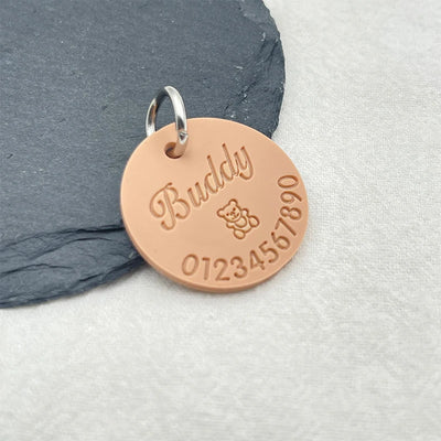 Personalized Round Pet ID Tag — Two-Tone Custom Engraved Silicone